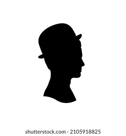 Ilustración vectorial de silueta de cabeza de hombre. Vista de Saide. Aislado sobre fondo blanco.