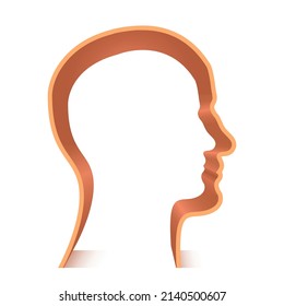 Ilustración vectorial de la silueta de la cabeza del hombre aislada en fondo blanco