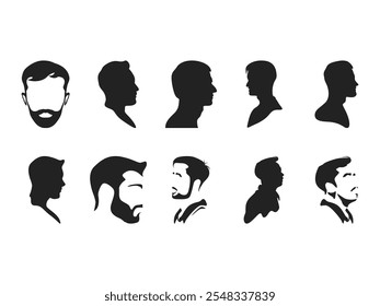 Man Head Sillhouette Element Set