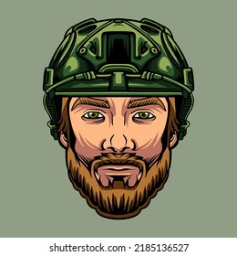 Man head soldier Vector Illustration