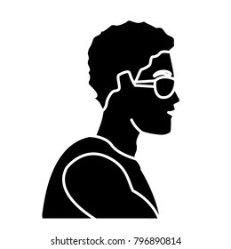 Man head with sunglasses