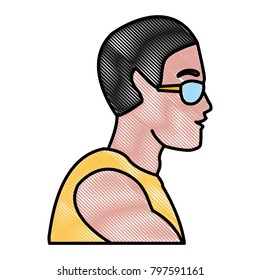 Man head with sunglasses