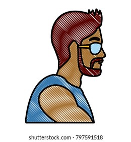 Man head with sunglasses