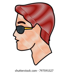 Man head with sunglasses