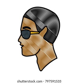 Man head with sunglasses