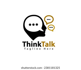 man head think talk mind chat logo icon symbol design template illustration inspiration