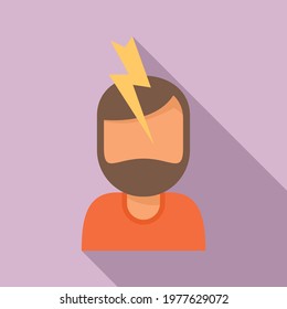 Man head thunderbolt icon. Flat illustration of Man head thunderbolt vector icon for web design