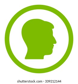 Man Head vector icon. Style is flat rounded symbol, eco green color, rounded angles, white background.