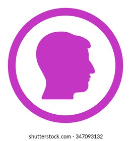 Man Head vector icon. Style is flat rounded symbol, violet color, rounded angles, white background.