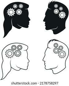 Man head Woman head - front - vector icon	
