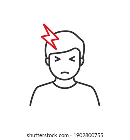 Man with Headache flat style icon. Migraine symbol concept isolated on white background. Vector illustration