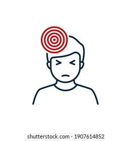 Man with Headache flat style icon. Migraine symbol concept isolated on white background. Vector illustration