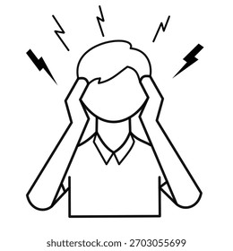 man with headache line icon useful for healthcare industry symptom disease pressure