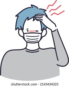 hombre con dolor de cabeza ilustración simple