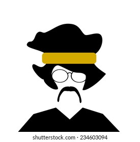 man with headband and mustache