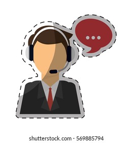 man headphone bubble icon image, vector illustration