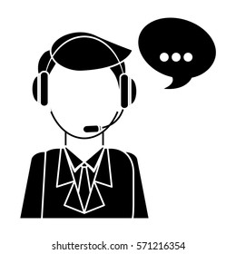 man headphone bubble icon image, vector illustration