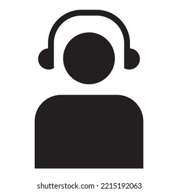 man with headphone icon vector design template in black color isolated sign on white background
