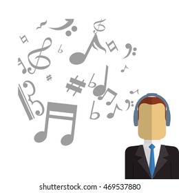 man headphone music note sound icon. Flat and Colorful illustration. Vector illustration