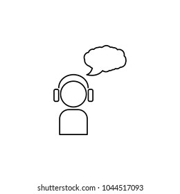 man with headphones and bubble of communication icon. Element of online education icon for mobile concept and web apps. Thin line  icon for website design and development, app on white background