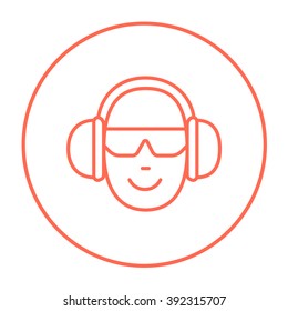 Man in headphones line icon.