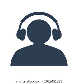 man with headphones on white background. Vector illustration