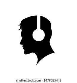 man with headphones vector flat musical logo template