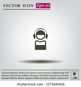 man with headphones vector icon