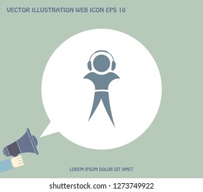 man with headphones vector icon