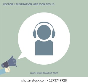 man with headphones vector icon