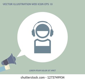man with headphones vector icon