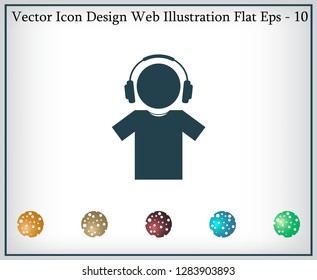 man with headphones vector icon