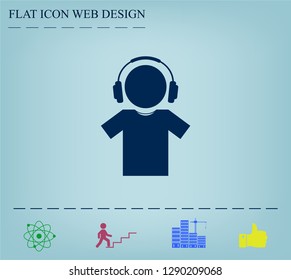 man with headphones vector icon