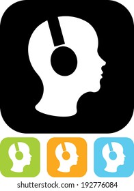 Man in headphones vector icon