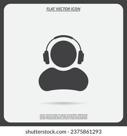 hombre con icono de vector de auriculares