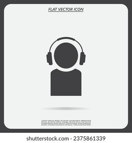 hombre con icono de vector de auriculares
