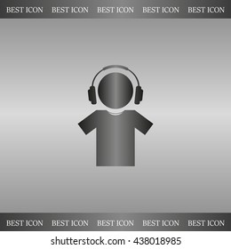 man with headphones vector icon