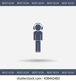 man with headphones vector icon