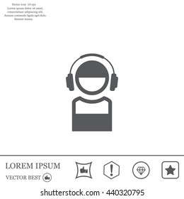 man with headphones vector icon