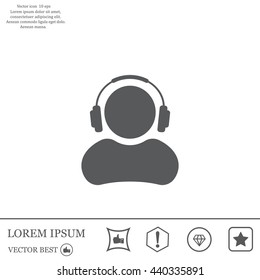 man with headphones vector icon