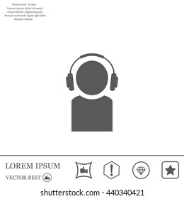 man with headphones vector icon