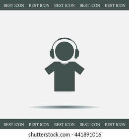 man with headphones vector icon