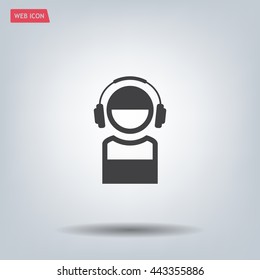 man with headphones vector icon