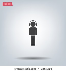 man with headphones vector icon