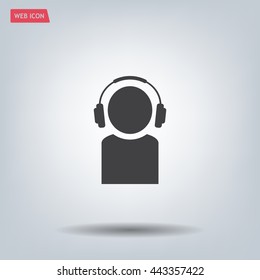 man with headphones vector icon