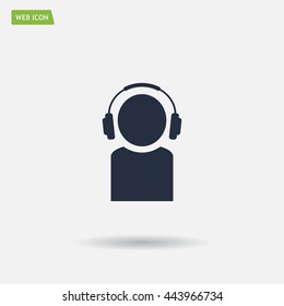 man with headphones vector icon