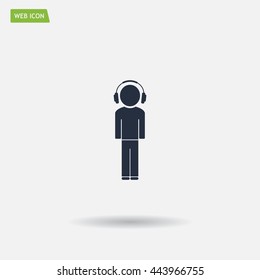 man with headphones vector icon