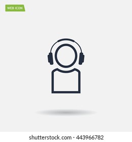 man with headphones vector icon