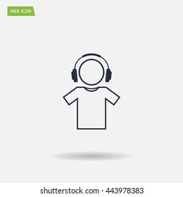 man with headphones vector icon