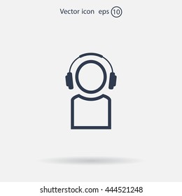man with headphones vector icon